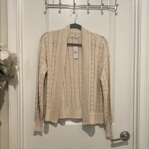 Cream Open-Front Knit Sweater